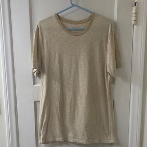 Barneys New York Beige Striped Short Sleeve Tee
